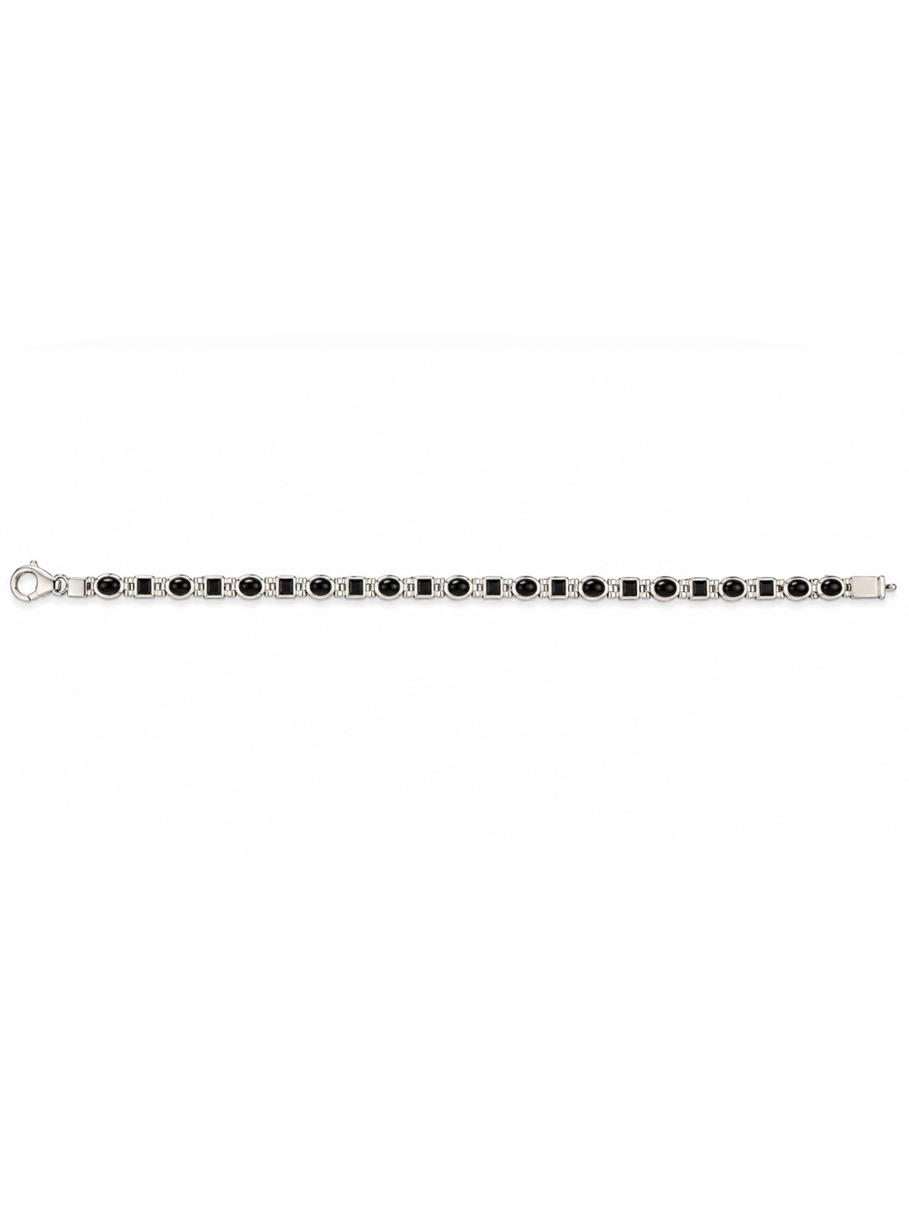 Sterling Silver Onyx Black Stone Tennis Bracelet